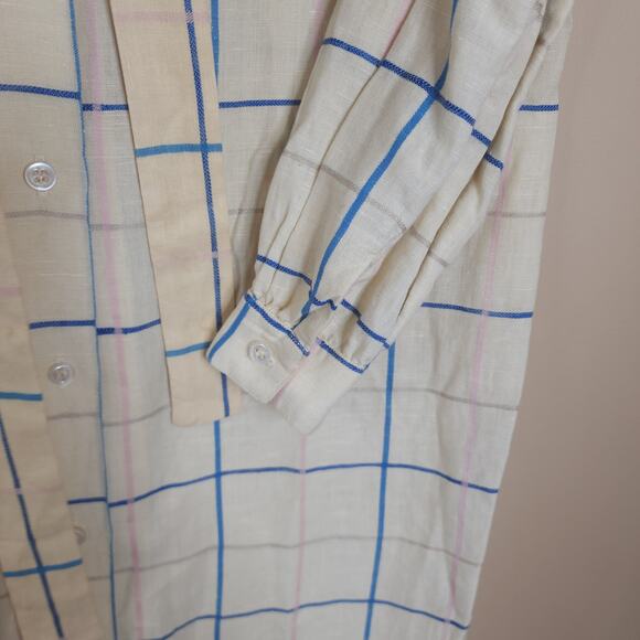 Vintage Brooks Brothers Yellow Grid Long Sleeve Shirt Dress Size 4 - Picture 5 of 12